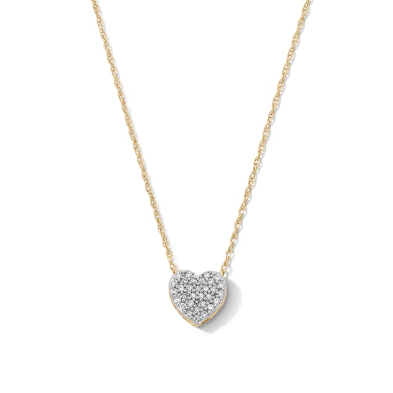 10K Gold 1/10 CT. T.W. Diamond Heart Pendant - 18"