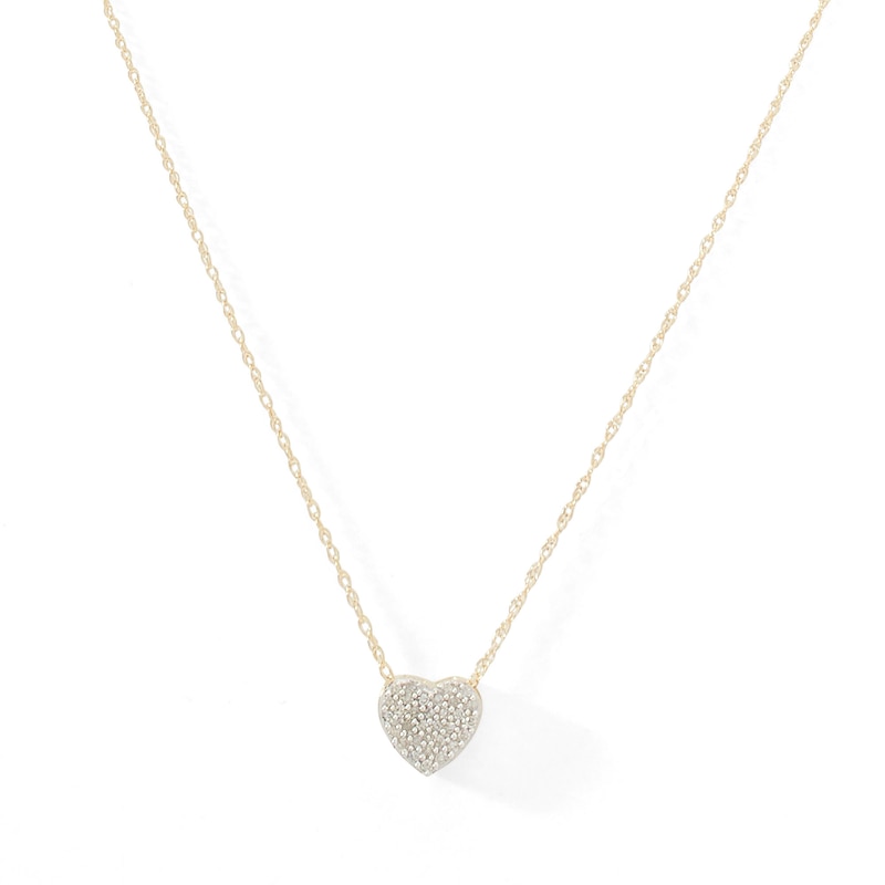 10k Yellow Gold Diamond Heart Outline Pendant 1/10 ct 10k Yellow Gold Diamond Heart Outline Pendant 1/10 ct