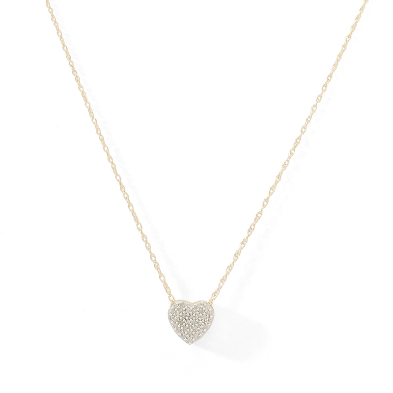 1/10 CT. T.W. Diamond Heart Pendant in 10K Gold