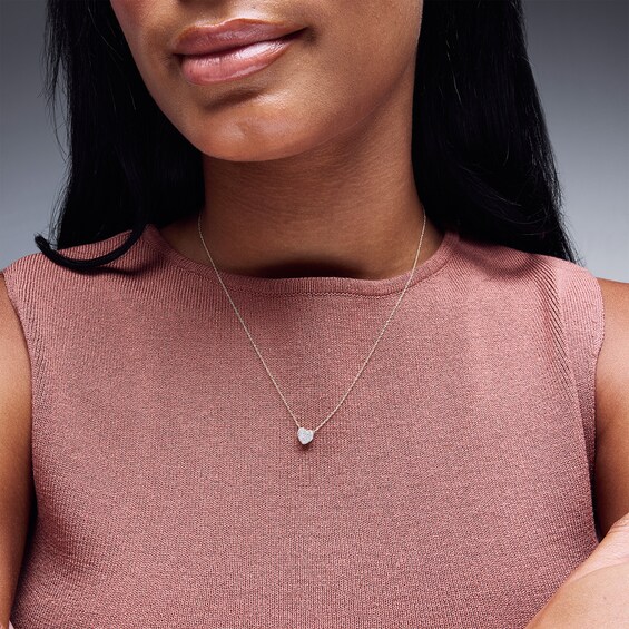 10K Gold 1/10 CT. T.W. Diamond Heart Pendant - 18"