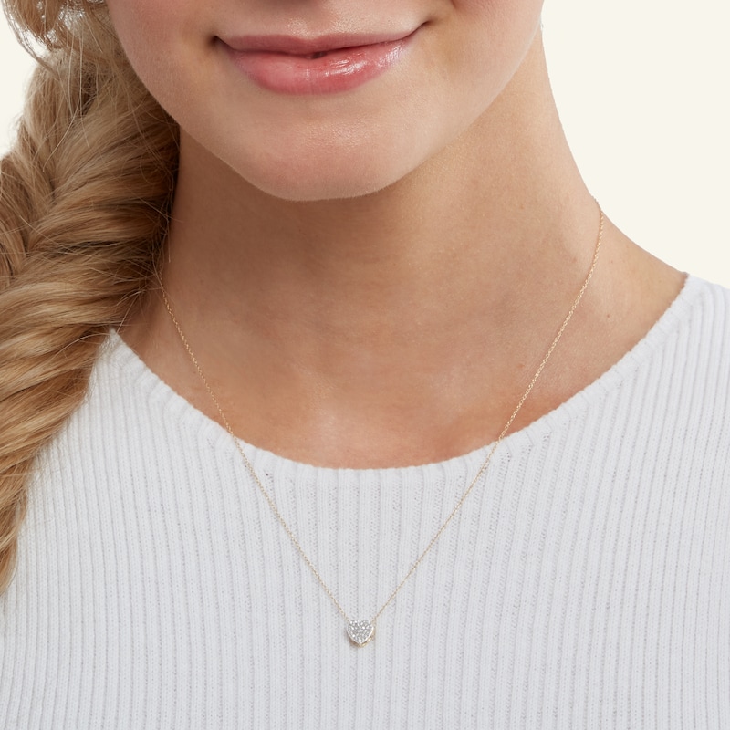 Main Image 3 of 10K Gold 1/10 CT. T.W. Diamond Heart Pendant - 18"