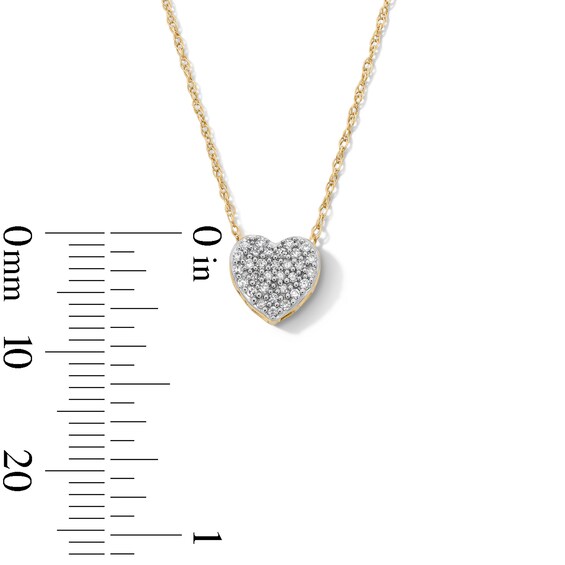 10K Gold 1/10 CT. T.W. Diamond Heart Pendant - 18"