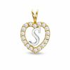 Cubic Zirconia Heart Initial "S" Charm in 10K Two-Tone Gold