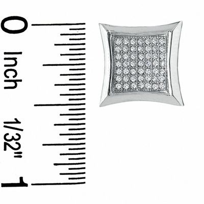 1/3 CT. T.W. Diamond Curved Frame Square Earrings in 10K White Gold