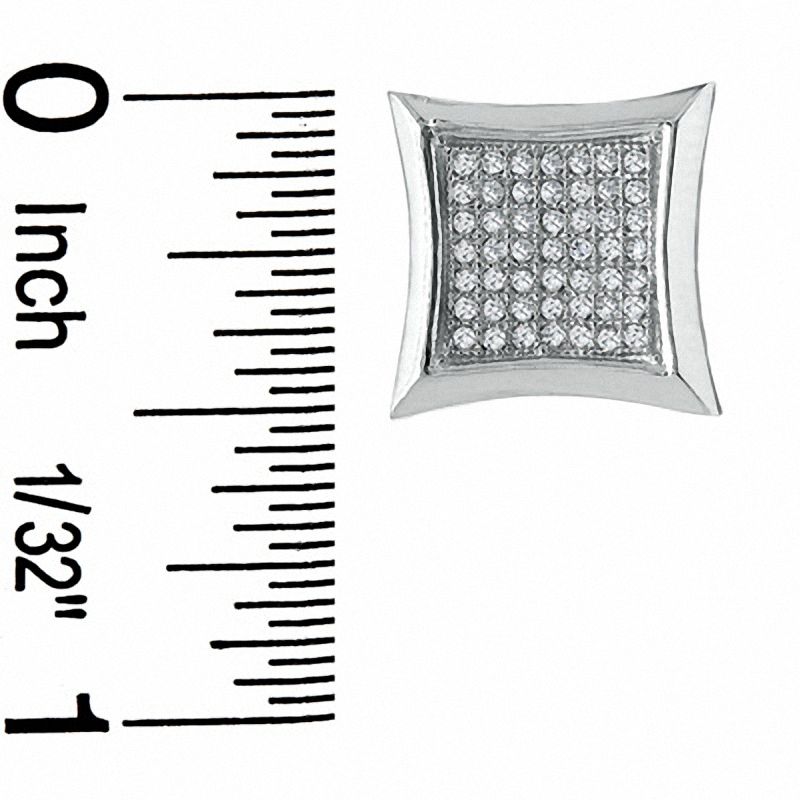 1/3 CT. T.W. Diamond Curved Frame Square Earrings in 10K White Gold