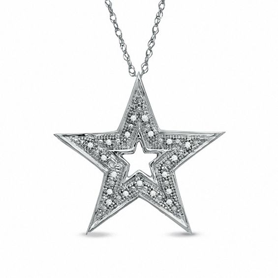 Diamond Accent Star Pendant in 10K White Gold