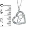 Diamond Accent Heart with Two  Hearts Pendant in 10K White Gold