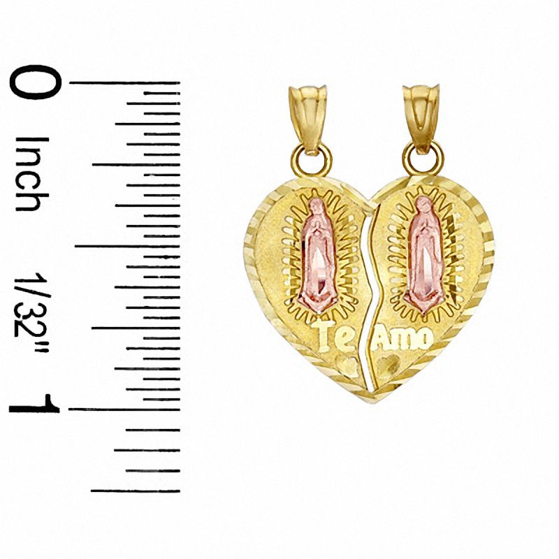 Main Image 2 of Breakable Our Lady of Guadalupe "Te Amo" Heart Charm in 10K Two-Tone Gold
