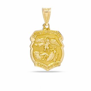 St. Michael Badge Charm in 14K Gold