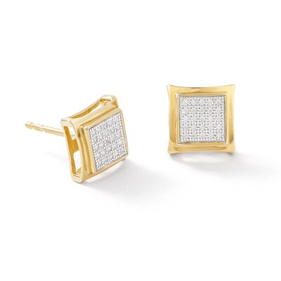 1/8 CT. T.W. Diamond Milgrain Square Earrings in 10K Gold - XL