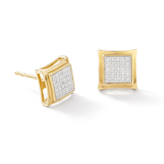 1/8 CT. T.W. Diamond Milgrain Square Earrings in 10K Gold - XL