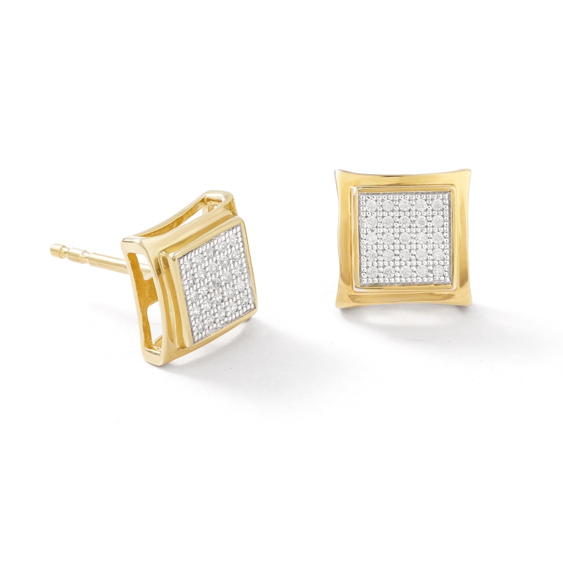 1/8 CT. T.W. Diamond Milgrain Square Earrings in 10K Gold - XL