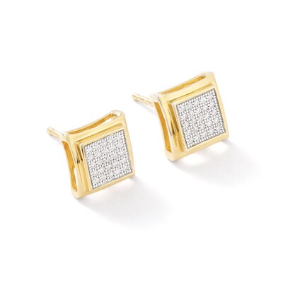 1/8 CT. T.W. Diamond Milgrain Square Earrings in 10K Gold - XL