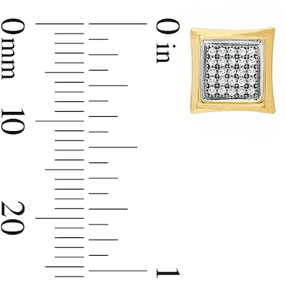 1/8 CT. T.W. Diamond Milgrain Square Earrings in 10K Gold - XL