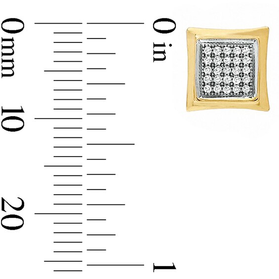 1/8 CT. T.W. Diamond Milgrain Square Earrings in 10K Gold - XL