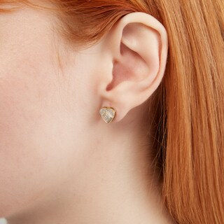 1/8 CT. T.W. Diamond Micro Heart Square Stud Earrings in 10K Gold