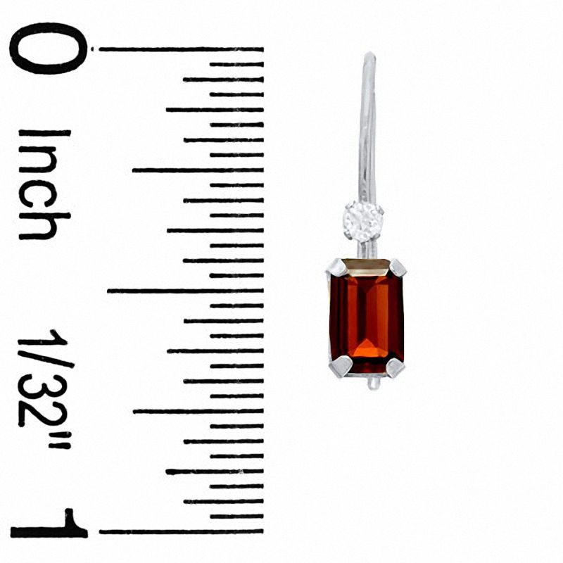 Main Image 2 of Octagonal Garnet and Cubic Zirconia Drop Earrings in 10K White Gold