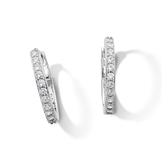 Solid Sterling Silver CZ Milgrain Hoop Earrings
