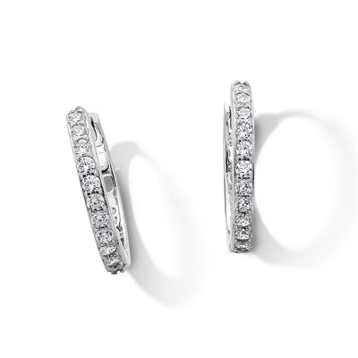Solid Sterling Silver CZ Milgrain Hoop Earrings