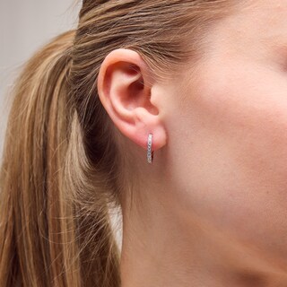 Solid Sterling Silver CZ Milgrain Hoop Earrings