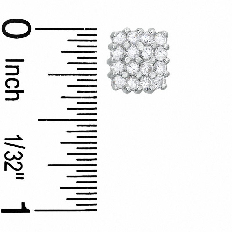 Main Image 2 of Composite Square Cubic Zirconia Stud Earrings in Sterling Silver
