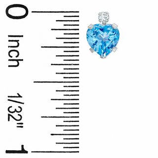 6mm Heart-Shaped Blue Topaz Stud Earrings in 10K White Gold with CZ