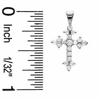 Cubic Zirconia Cross Charm in 10K White Gold