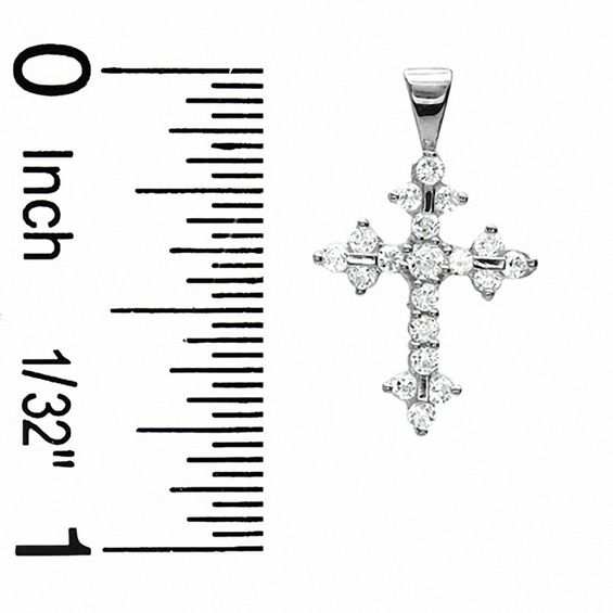Cubic Zirconia Cross Charm in 10K White Gold