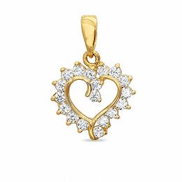 Cubic Zirconia Heart Charm in 10K Solid Gold