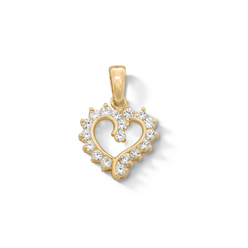 Main Image 1 of Cubic Zirconia Heart Charm in 10K Solid Gold