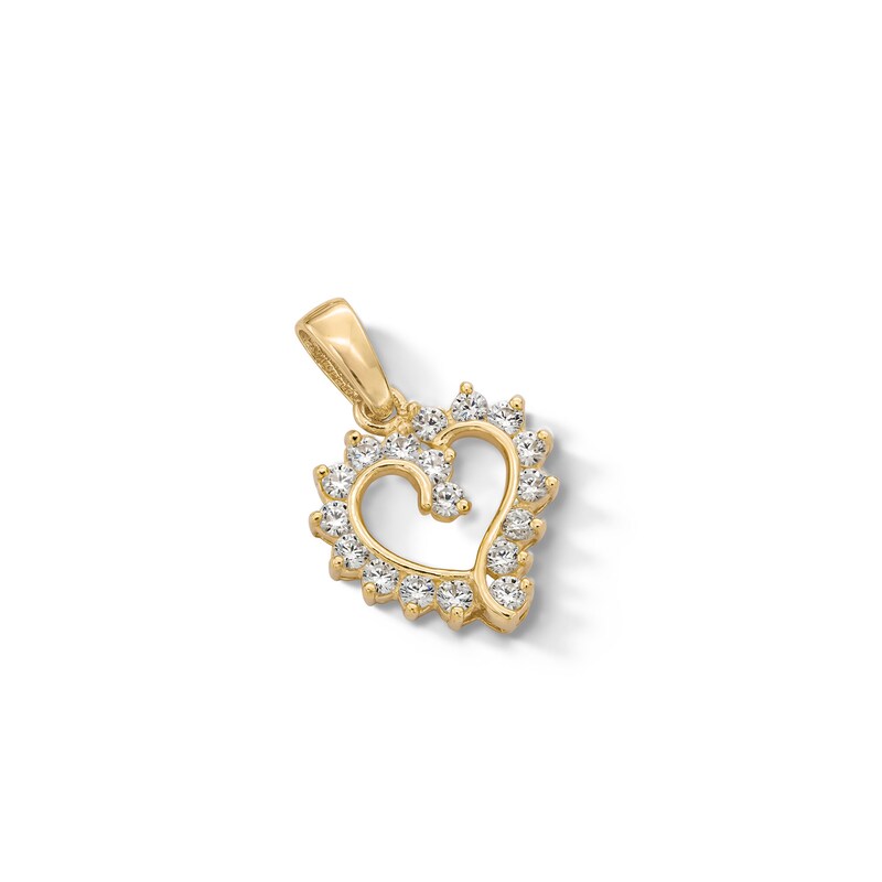 Main Image 3 of Cubic Zirconia Heart Charm in 10K Solid Gold