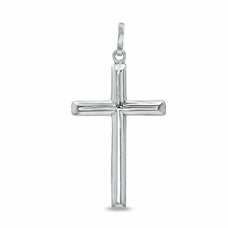 Thin Tube Cross Charm in Sterling Silver