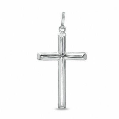 Thin Tube Cross Charm in Sterling Silver