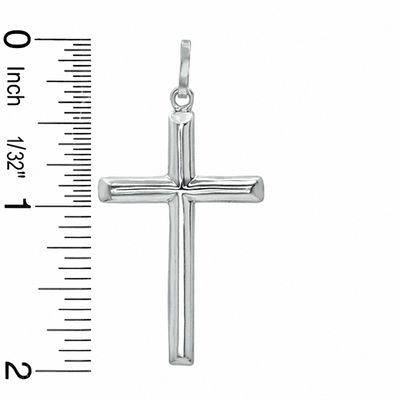 Thin Tube Cross Charm in Sterling Silver