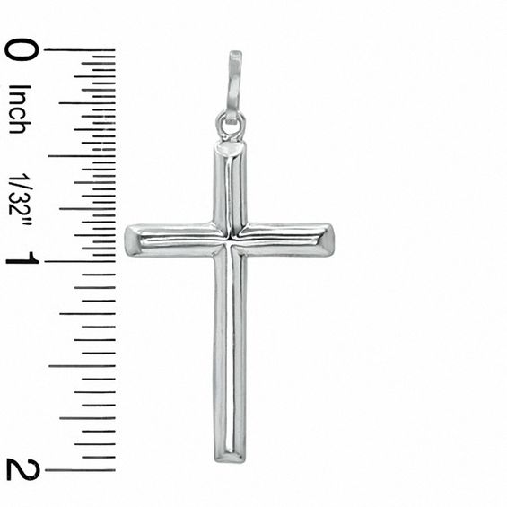 Thin Tube Cross Charm in Sterling Silver