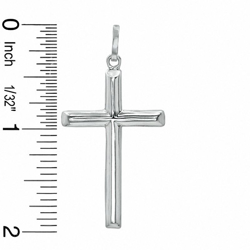 Thin Tube Cross Charm in Sterling Silver