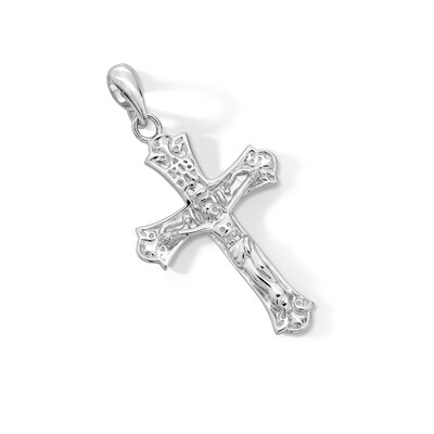 Sterling Silver Solid Flat Crucifix Necklace Charm