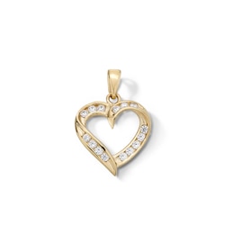 Cubic Zirconia Fancy Open Heart Charm in 10K Solid Gold