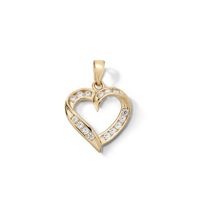 Cubic Zirconia Fancy Open Heart Charm in 10K Solid Gold