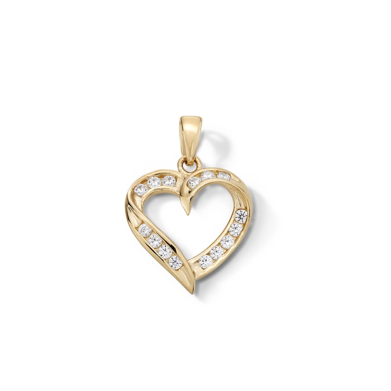 Main Image 1 of Cubic Zirconia Fancy Open Heart Charm in 10K Solid Gold