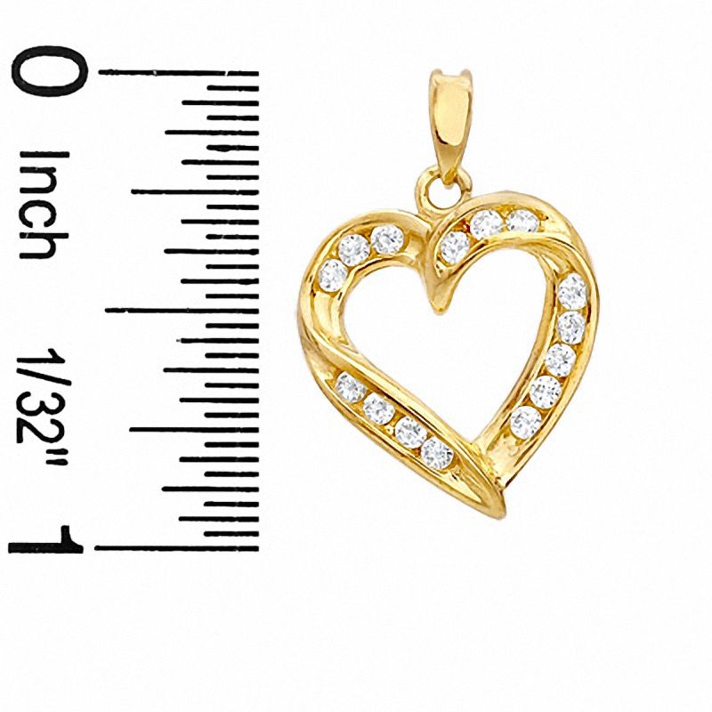 Cubic Zirconia Fancy Open Heart Charm in 10K Solid Gold