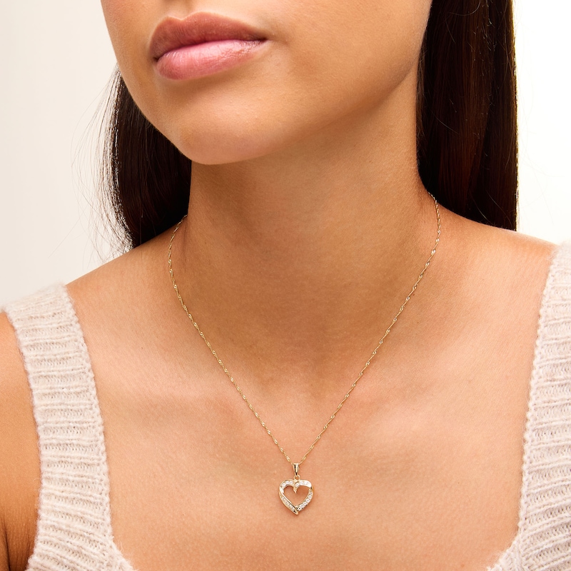 Main Image 2 of Cubic Zirconia Fancy Open Heart Charm in 10K Solid Gold