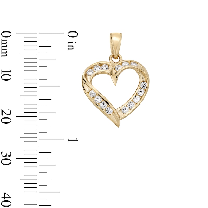 Main Image 3 of Cubic Zirconia Fancy Open Heart Charm in 10K Solid Gold