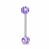 Thumbnail Image 1 of 014 Gauge Purple Acrylic Barbell with Crystals in Stainless Steel