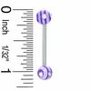 Thumbnail Image 2 of 014 Gauge Purple Acrylic Barbell with Crystals in Stainless Steel
