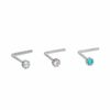 Thumbnail Image 0 of 14K Solid White Gold CZ Multi-Colored Nose Stud Set - 24G