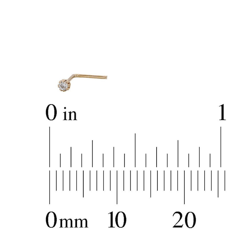 Main Image 4 of 14K Solid White Gold CZ Multi-Colored Nose Stud Set - 24G