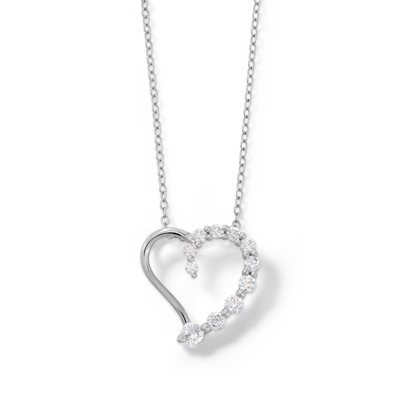 Main Image 1 of Journey Cubic Zirconia Heart Pendant in Sterling Silver