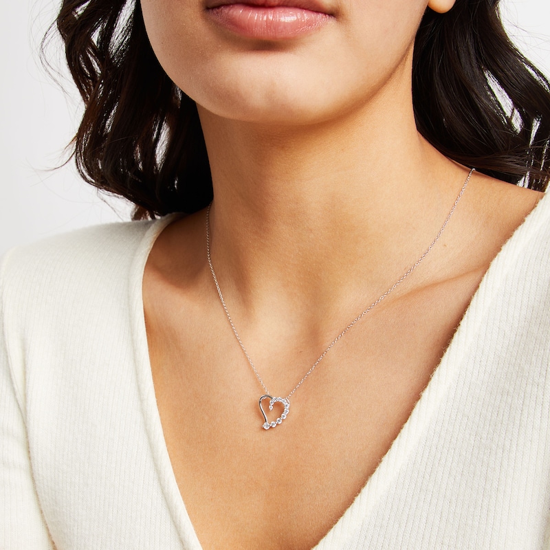 Main Image 2 of Journey Cubic Zirconia Heart Pendant in Sterling Silver