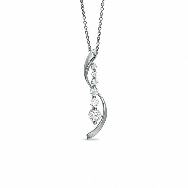 Main Image 1 of Journey Cubic Zirconia Twisted Squiggle Pendant in Sterling Silver